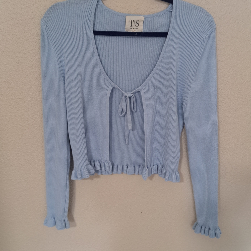 TS Women's Sky Blue Ribbed Blouse